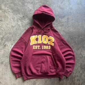 American Vintage Men's Burgundy and Red Hoodie